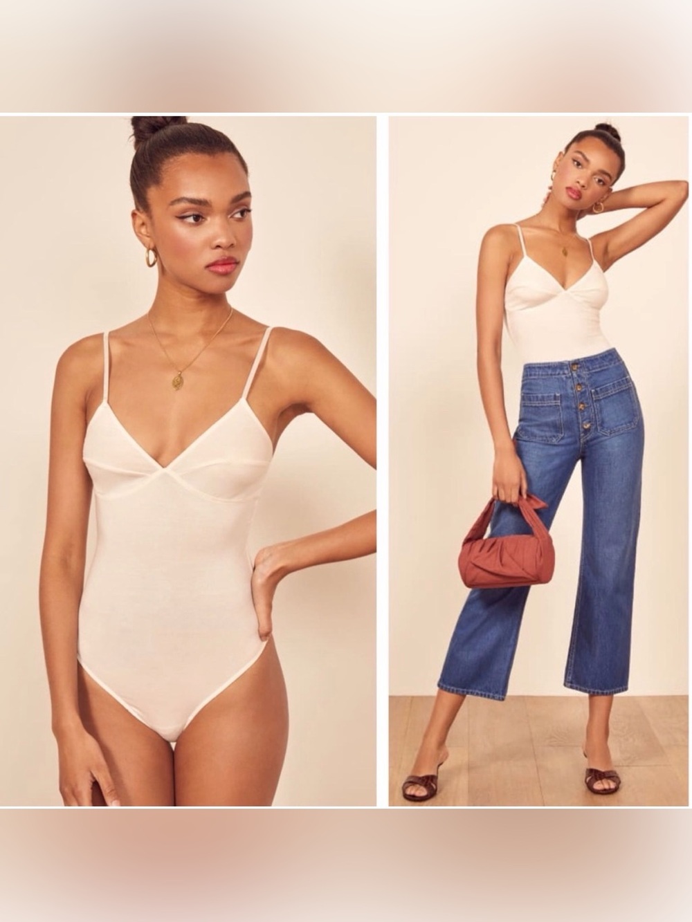 REFORMATION Emmett bodysuit white size L